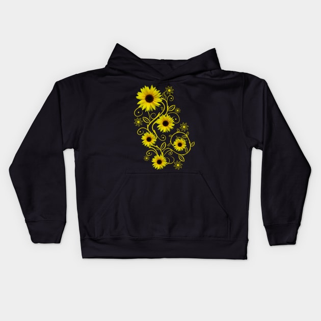 yellow blooming sunflower ornament flower sunflowers floral Kids Hoodie by rh_naturestyles